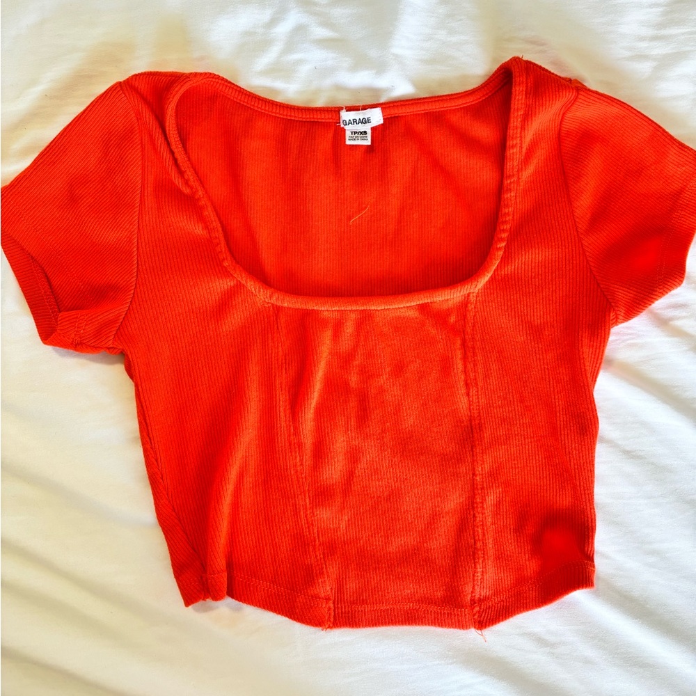 Garage Corset Style Crop Top, Neon Orange, Size XS. Worn twice, great condition